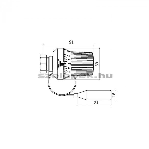 OVENTROP "Uni XH" fehér távérzékelős termofej, 2,0 m-es kapilláris-csővel szerelve, M30x1,5 mm (1011565)