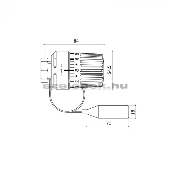 OVENTROP "Uni LH" távérzékelős termofej, 2,0 m-es kapilláris-csővel szerelve, fehér kivitel, M30x1,5 mm (1011665)