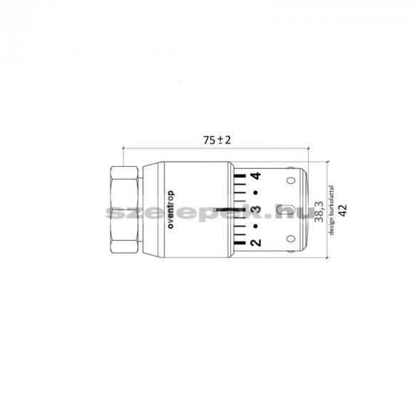 OVENTROP "Uni SH" design-termofej, standard (fehér/króm) M30x1,5 mm (1012065)