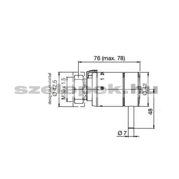 OVENTROP "pinox H" design-termofej, krómozott kivitel, M30x1,5  mm (1012165)