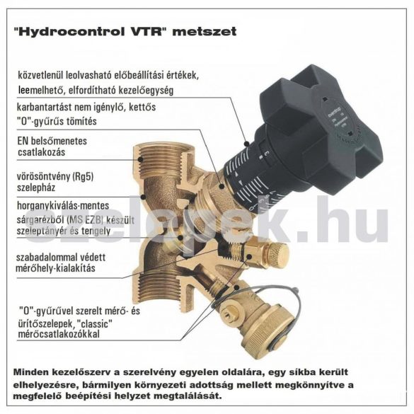OVENTROP DN10 (3/8") "Hydrocontrol VTR" beszabályozó szelep, PN25, mérőszelepek nélkül, belsőmenetes kivitelben (1060103)