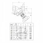 OVENTROP DN40 (6/4") "Hydrocontrol VTR" beszabályozó szelep, PN25, mérőszelepek nélkül, belsőmenetes kivitelben (1060112)