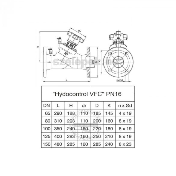 OVENTROP DN65, PN16 "Hydrocontrol VFC" beszabályozó szelep, mérőszelepekkel szerelve, karimás kivitel(1062651)