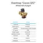 OVENTROP DN15 HF (1/2")  "Cocon QTZ"  PICV térfogatáram-korlátozó szelep, 200-1300 [l/h], PN25, KM, mérőszelepek nélkül (1143764)