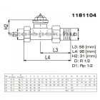 OVENTROP DN15 (1/2") "A" tipusú termosztatikus radiátorszelep, PN10, egyenes kivitel, BM, M30x1,5 mm (1181104)