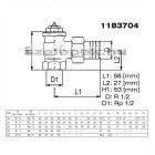 OVENTROP DN15 (1/2") "AV" 9 tipusjelű előbeállítható termosztatikus radiátorszelep, PN10, sarok, BM, M30x1,5 mm (1183704)