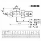 OVENTROP DN20 (3/4") "AV 9" tipusjelű előbeállítható termosztatikus radiátorszelep, PN10, egyenes, BM, M30x1,5 mm (1183806)