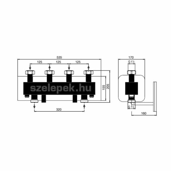 OVENTROP DN25 "Hydrofixx" hidraulikus váltóval kombinált moduláris osztó-gyűjtő, acélból, 2 db "Regumat" modul beépítéséhez (1351698)