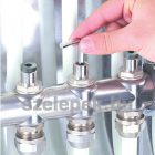 OVENTROP "Multidis SF" 9 körös nemesacél osztó-gyűjtő, PN6, DN1", körönkénti kulcsos előbeállítással (1405559)