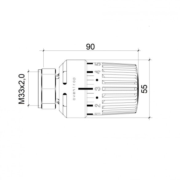 OVENTROP "Uni LR" termofej, Rossweiner gyártású / márkajelű radiátorszelepekhez (1985-2005), M33x2,0 [mm], fehér (1616301)