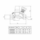 OVENTROP DN25 "Aquastrom T plus" beszabályozó- és szabályozószelep cirkulációs vezetékekhez, PN16, belsőmenetes kivitelben (4205608)