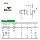 BIANCHI DN25 (1") golyóscsap, P25, 0 ... +110 [°C], piros alumínium szárnyas fogantyúval, KBH kvitelben (422B00060F)