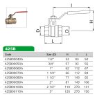 BIANCHI  DN40 (6/4") golyóscsap, PN25, 0 … +110 [°C], acélkaros fogantyúval, BB kivitel (425B00080A)