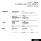 SIEMENS  DN10 (3/8") "VDN110" termosztatikus radiátorszelep, PN10, egyenes, BM, M30x1,5 mm (VDN110)